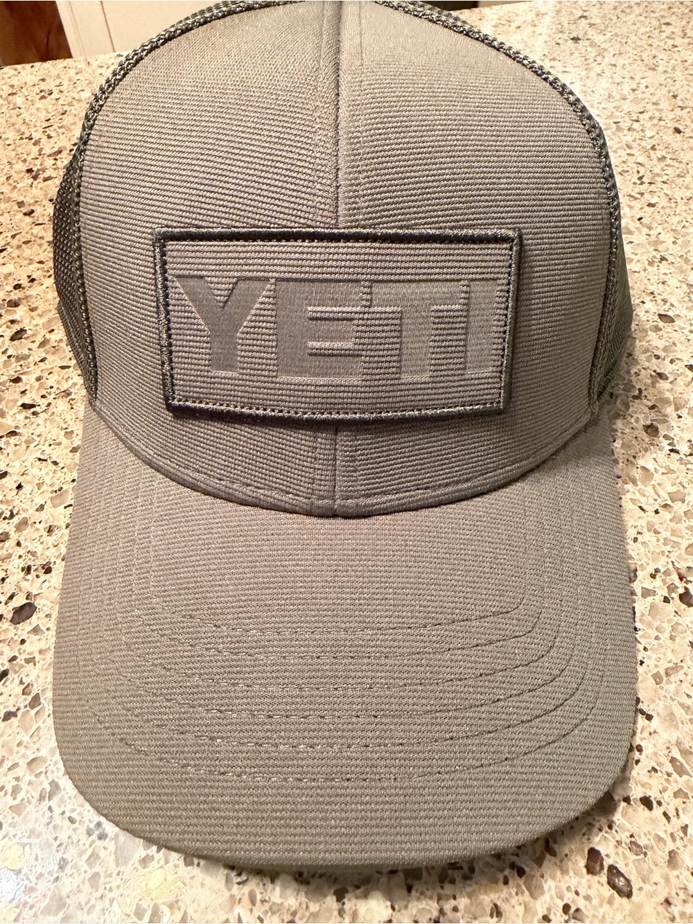 Yeti Gray Men's Trucker Hat with Embroidered Patch olive green with olive trim